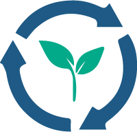 An icon of a seedling and recycling arrows around it to illustrate the service sustainment, restoration, and modernization