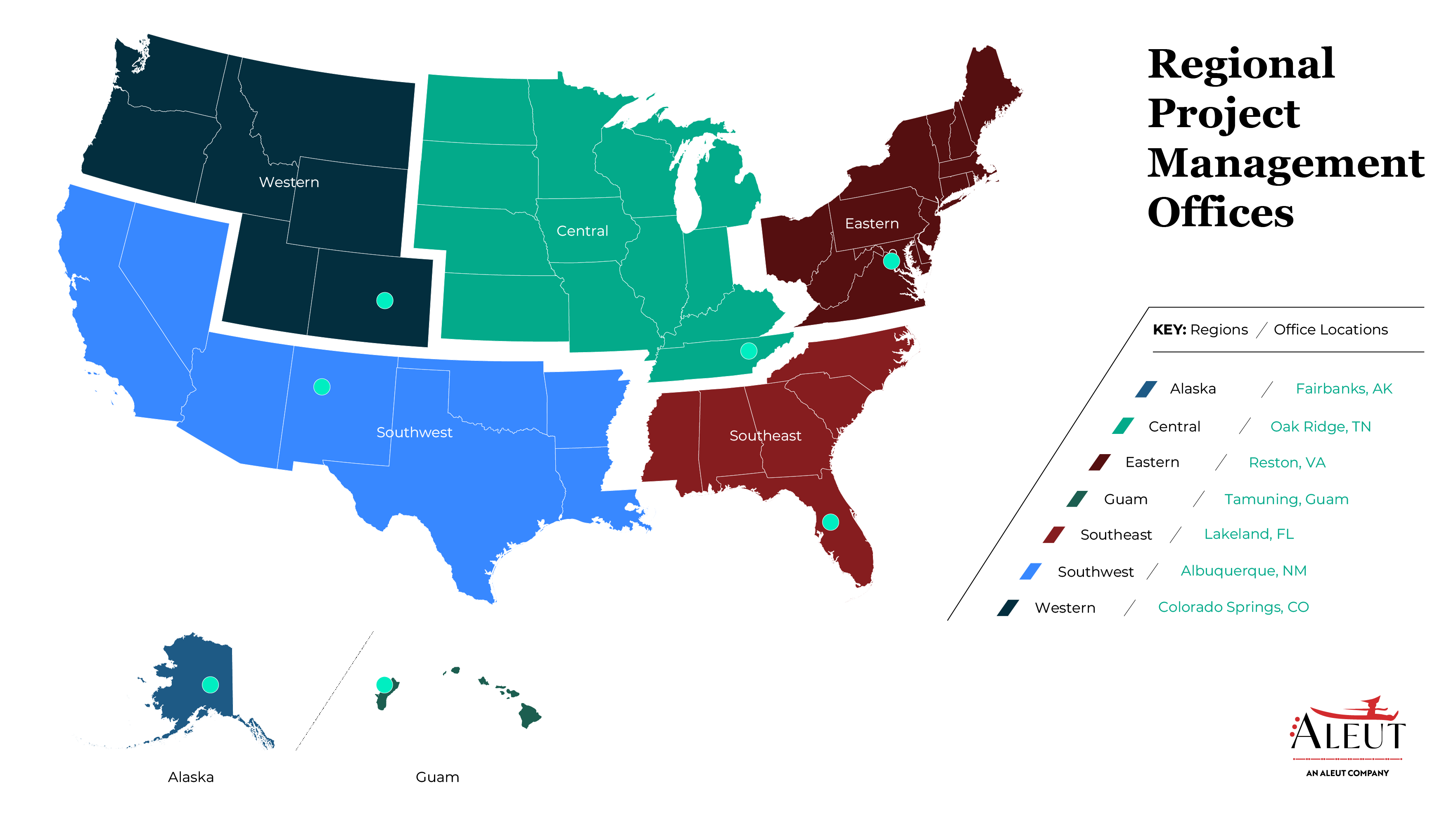 A map showcasing the regional project management offices