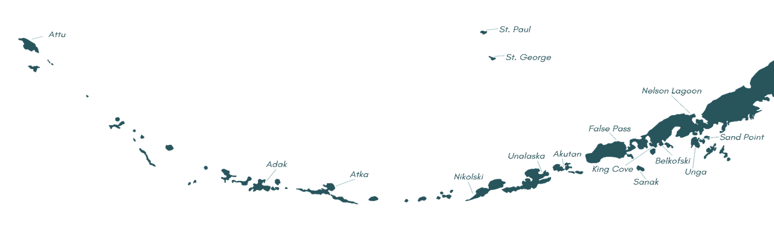 Map of the Aleutian islands