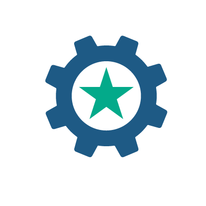 Icon image of a star in a gear